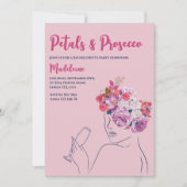 bloemblaadjes en prosecco bloemenkrans bachelorett kaart (Voorkant)