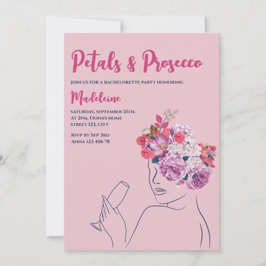 bloemblaadjes en prosecco bloemenkrans bachelorett kaart (Voorkant)