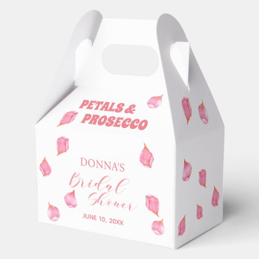 Bloemblaadjes en Prosecco Blush Bruidsdiner Bedankdoosjes (Voorkant)