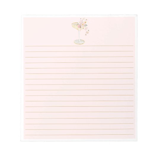 Bloemblaadjes en Prosecco Blush Roze Notitieblok (Voorkant)