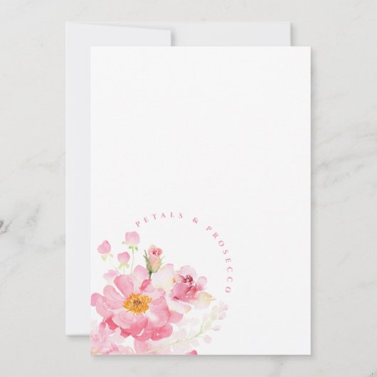 Bloemblaadjes en Prosecco Boog Bruids Douche Uitno Kaart (Achterkant)