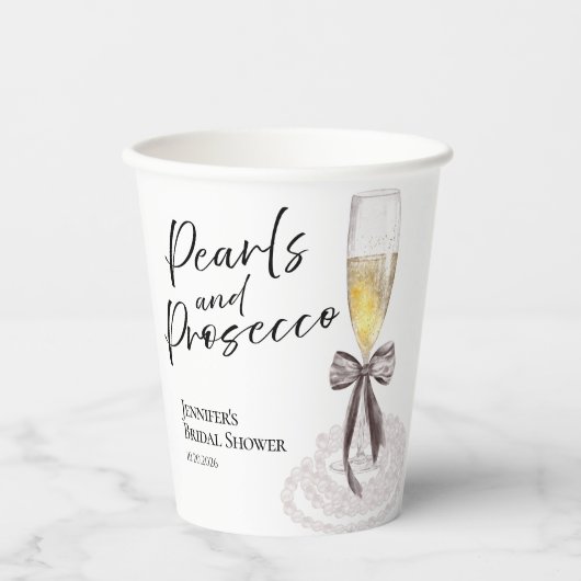 Bloemblaadjes en Prosecco | Boog Waterverf Bruids  Papieren Bekers (Voorkant)