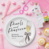 Bloemblaadjes en Prosecco | Bow Aquarel Bruidsdine Papieren Bordje (Feest)