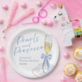 Bloemblaadjes en Prosecco | Bow Aquarel Bruidsdine Papieren Bordje (Feest)