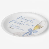 Bloemblaadjes en Prosecco | Bow Aquarel Bruidsdine Papieren Bordje (Gekanteld)