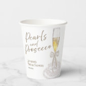 Bloemblaadjes en Prosecco | Bow Aquarel Bruidsontb Papieren Bekers (Achterkant)