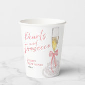 Bloemblaadjes en Prosecco | Bow Aquarel Bruidsontb Papieren Bekers (Achterkant)