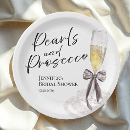 Bloemblaadjes en Prosecco | Bow Aquarel Bruidsontb Papieren Bordje