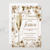 Bloemblaadjes en prosecco bruids douche uitnodigin kaart (Voorkant / Achterkant)