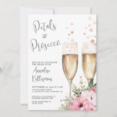 Bloemblaadjes En Prosecco Bruidsdiner Kaart (Voorkant)