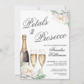 Bloemblaadjes En Prosecco Bruidsdiner Kaart (Voorkant)