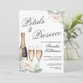 Bloemblaadjes En Prosecco Bruidsdiner Kaart (Staand voorkant)