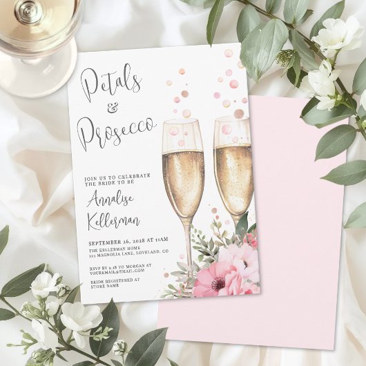 Bloemblaadjes En Prosecco Bruidsdiner Kaart