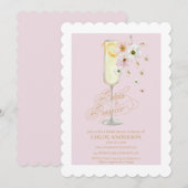 Bloemblaadjes en Prosecco Champagne Vrijgezellenfe Kaart (Voorkant / Achterkant)