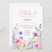 Bloemblaadjes en Prosecco Floral Vrijgezellenfeest Kaart (Voorkant / Achterkant)