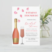 Bloemblaadjes en Prosecco Gold Bottle Vrijgezellen Kaart (Staand voorkant)