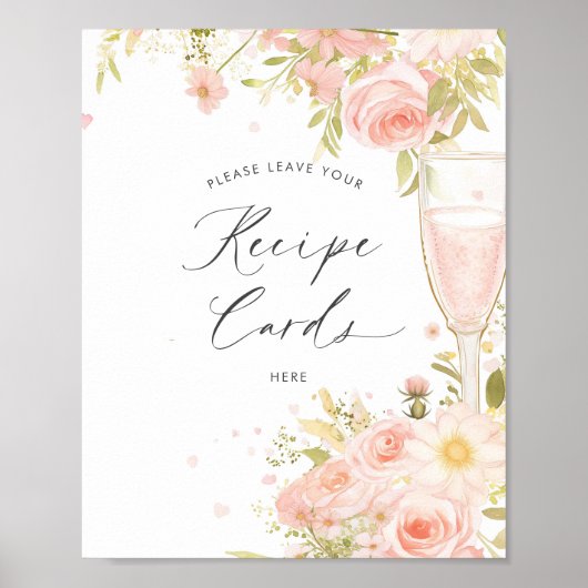 Bloemblaadjes en prosecco laten uw Kaarten achter Poster (Voorkant)