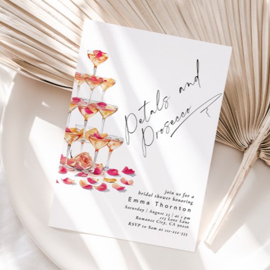 Bloemblaadjes en Prosecco minimal Modern Vrijgezel Kaart