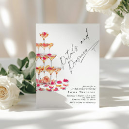 Bloemblaadjes en Prosecco minimal Modern Vrijgezel Kaart