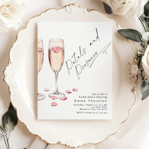 Bloemblaadjes en Prosecco minimal Modern Vrijgezel Kaart