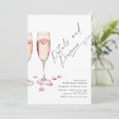 Bloemblaadjes en Prosecco minimal Modern Vrijgezel Kaart (Staand voorkant)