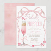 Bloemblaadjes en Prosecco Pink Bow Vrijgezellenfee Kaart (Voorkant / Achterkant)
