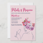 bloemblaadjes en prosecco roze bloemig Vrijgezelle Kaart (Voorkant)