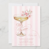 bloemblaadjes en prosecco roze bloemig Vrijgezelle Kaart (Voorkant)