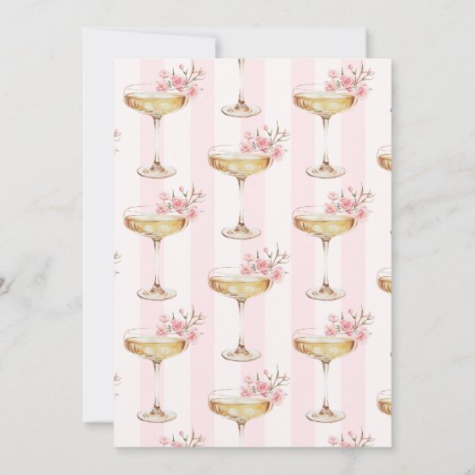 bloemblaadjes en prosecco roze bloemig Vrijgezelle Kaart (Achterkant)