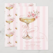 bloemblaadjes en prosecco roze bloemig Vrijgezelle Kaart (Voorkant / Achterkant)