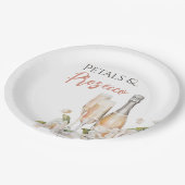 Bloemblaadjes en Prosecco Roze Bruidsa Shower Papieren Bordje (Gekanteld)