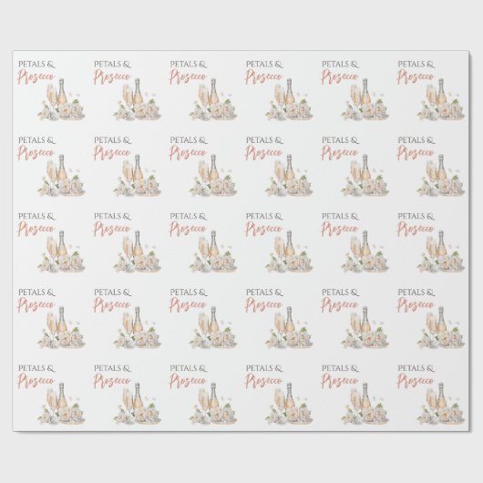 Bloemblaadjes en Prosecco Roze Bruidsdouche Cadeaupapier (Vlak)