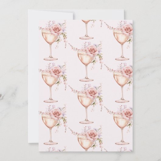 Bloemblaadjes en Prosecco Roze Rose Vrijgezellenfe Kaart (Achterkant)