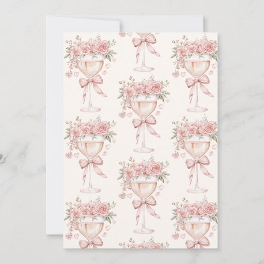 Bloemblaadjes en Prosecco Roze Tuin Vrijgezellenfe Kaart (Achterkant)