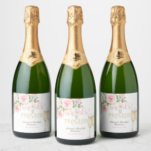 Bloemblaadjes en Prosecco Sparkling Wijnetiket