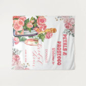 Bloemblaadjes en Prosecco Vrijgezellenfeest achter Wandkleed (Voorkant (horizontaal))