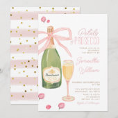 Bloemblaadjes en Prosecco Vrijgezellenfeest Brunch Kaart (Voorkant / Achterkant)