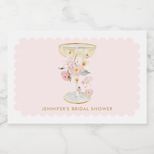 Bloemblaadjes en Prosecco Vrijgezellenfeest Champa Sparkling Wijnetiket (Enkel label)