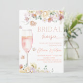 Bloemblaadjes en Prosecco Vrijgezellenfeest-Floral Kaart (Staand voorkant)