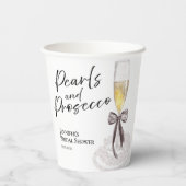 Bloemblaadjes en Prosecco | Waterverf bruidsdouche Papieren Bekers (Achterkant)