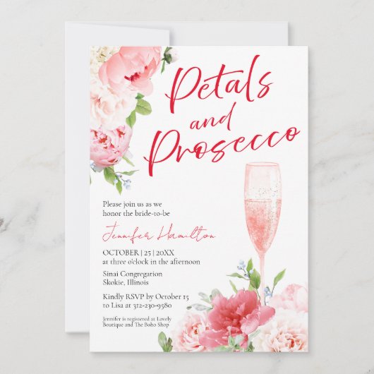 Bloemblaadjes en Prosecco | Waterverf Vrijgezellen Kaart (Voorkant)