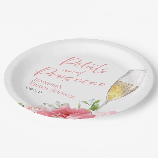 Bloemblaadjes en Prosecco | Wild Garden Vrijgezell Papieren Bordje (Gekanteld)