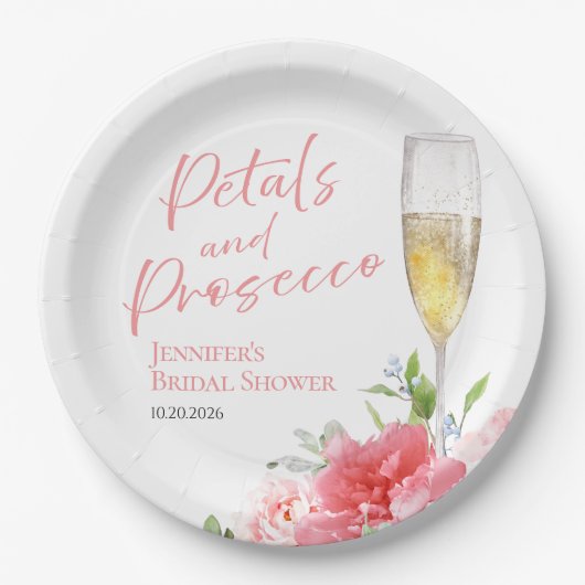 Bloemblaadjes en Prosecco | Wild Garden Vrijgezell Papieren Bordje (Voorkant)