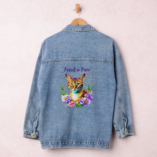 bloemblaadjes en Spint Schattigee kat en  bloemen Denim Jacket (Hangar)