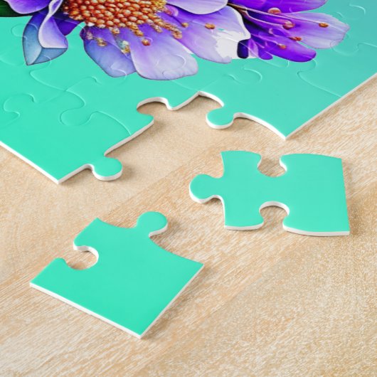 bloemblaadjes en Spint Schattigee kat en bloemen Legpuzzel (Zijkant)