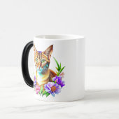 bloemblaadjes en Spint Schattigee kat en  bloemen Magische Mok (Voorkant links)