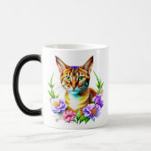 bloemblaadjes en Spint Schattigee kat en  bloemen Magische Mok (Links)