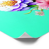 bloemblaadjes en Spint Schattigee kat en bloemen Poster (Hoek)