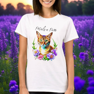 bloemblaadjes en Spint Schattigee kat en  bloemen T-shirt
