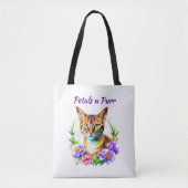 bloemblaadjes en Spint Schattigee kat en  bloemen Tote Bag (Voorkant)